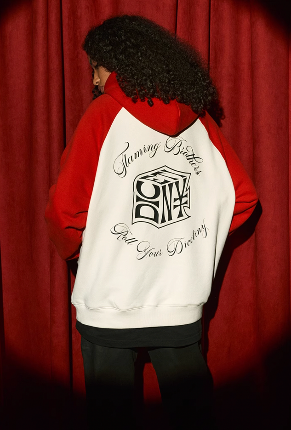 DICETINY Dice Roll Print Color Blocked Hoodie