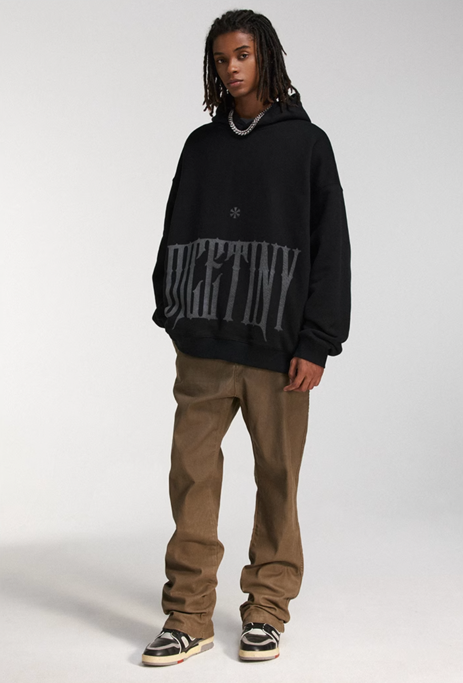 DICETINY Distressed Logo Printed Hoodie
