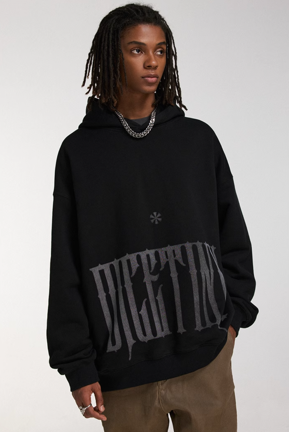 DICETINY Distressed Logo Printed Hoodie