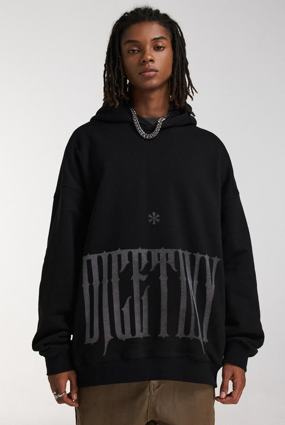 DICETINY Distressed Logo Printed Hoodie