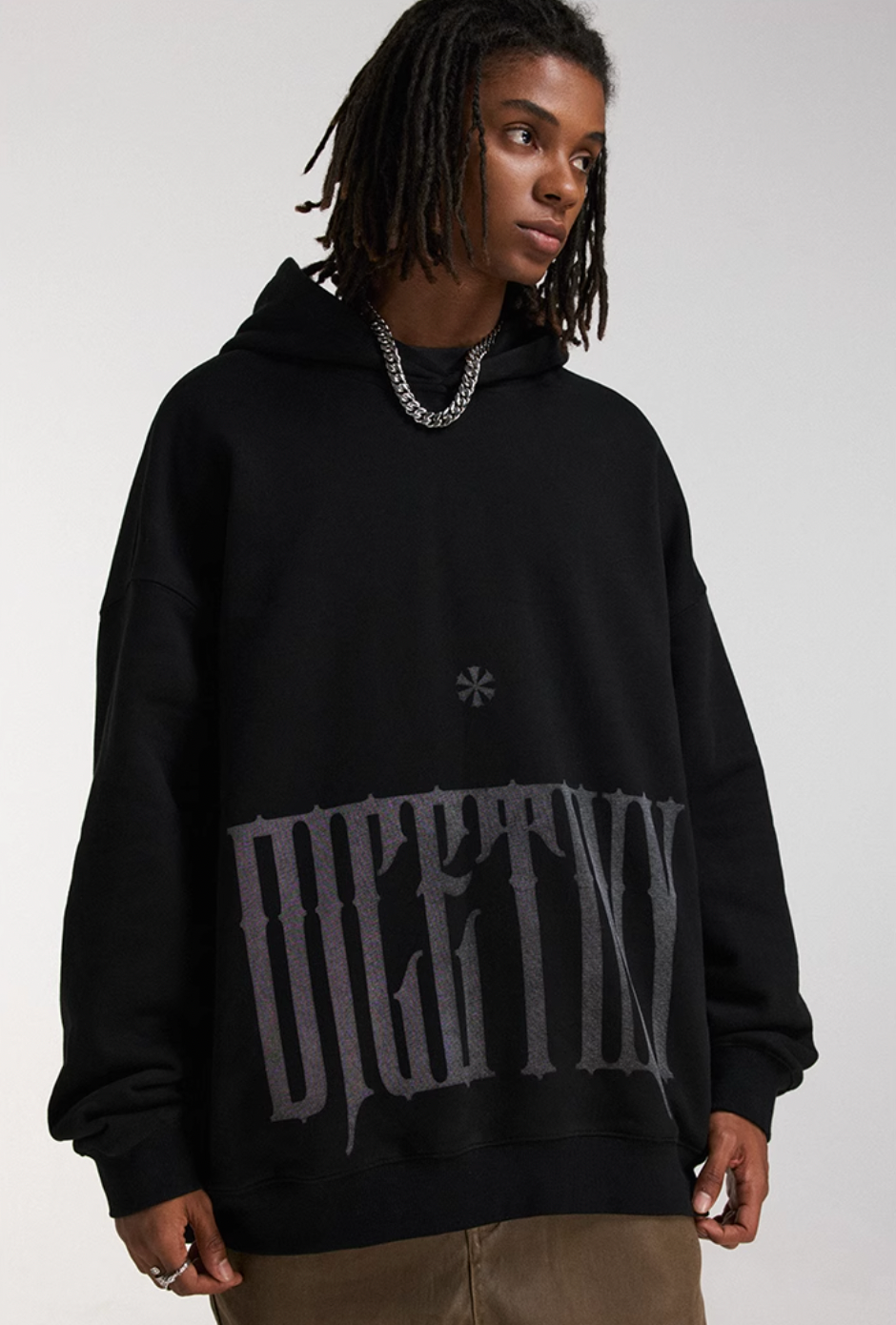DICETINY Distressed Logo Printed Hoodie