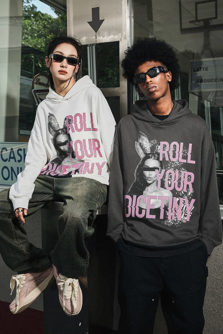 DICETINY Bunny Girl Print Hoodie