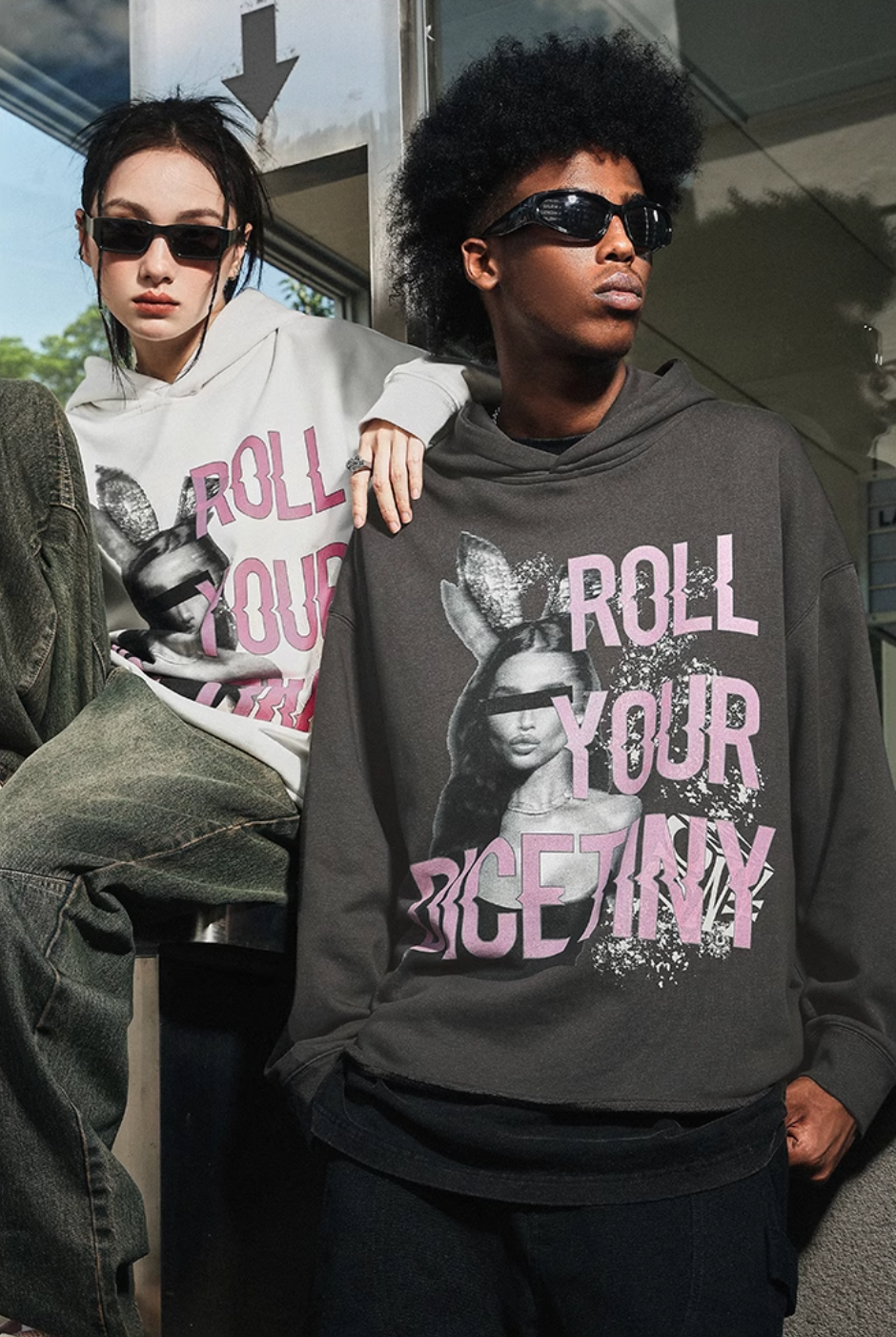 DICETINY Bunny Girl Print Hoodie