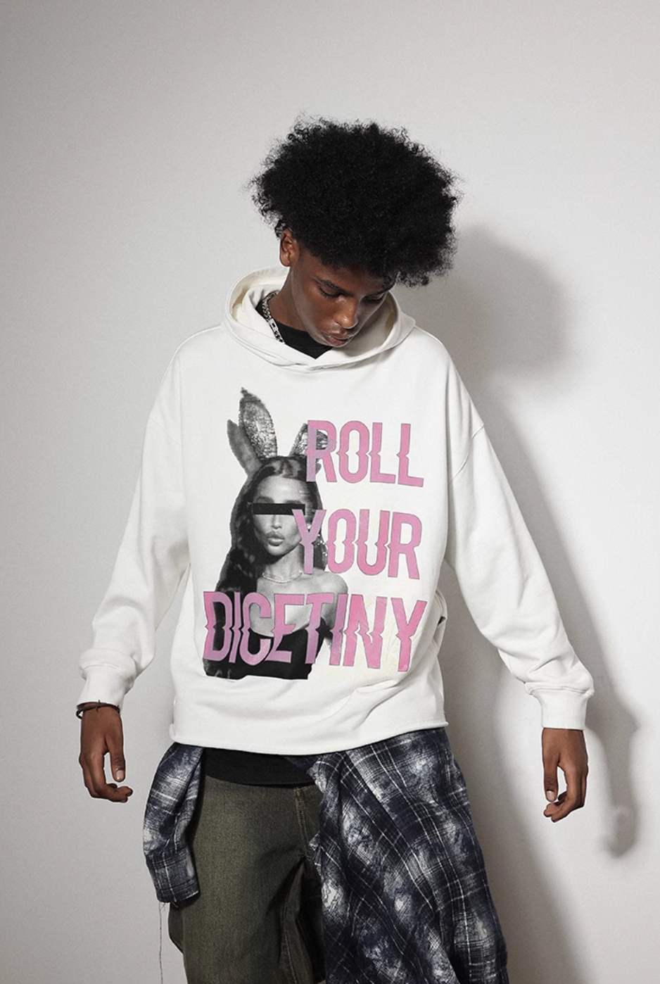 DICETINY Bunny Girl Print Hoodie