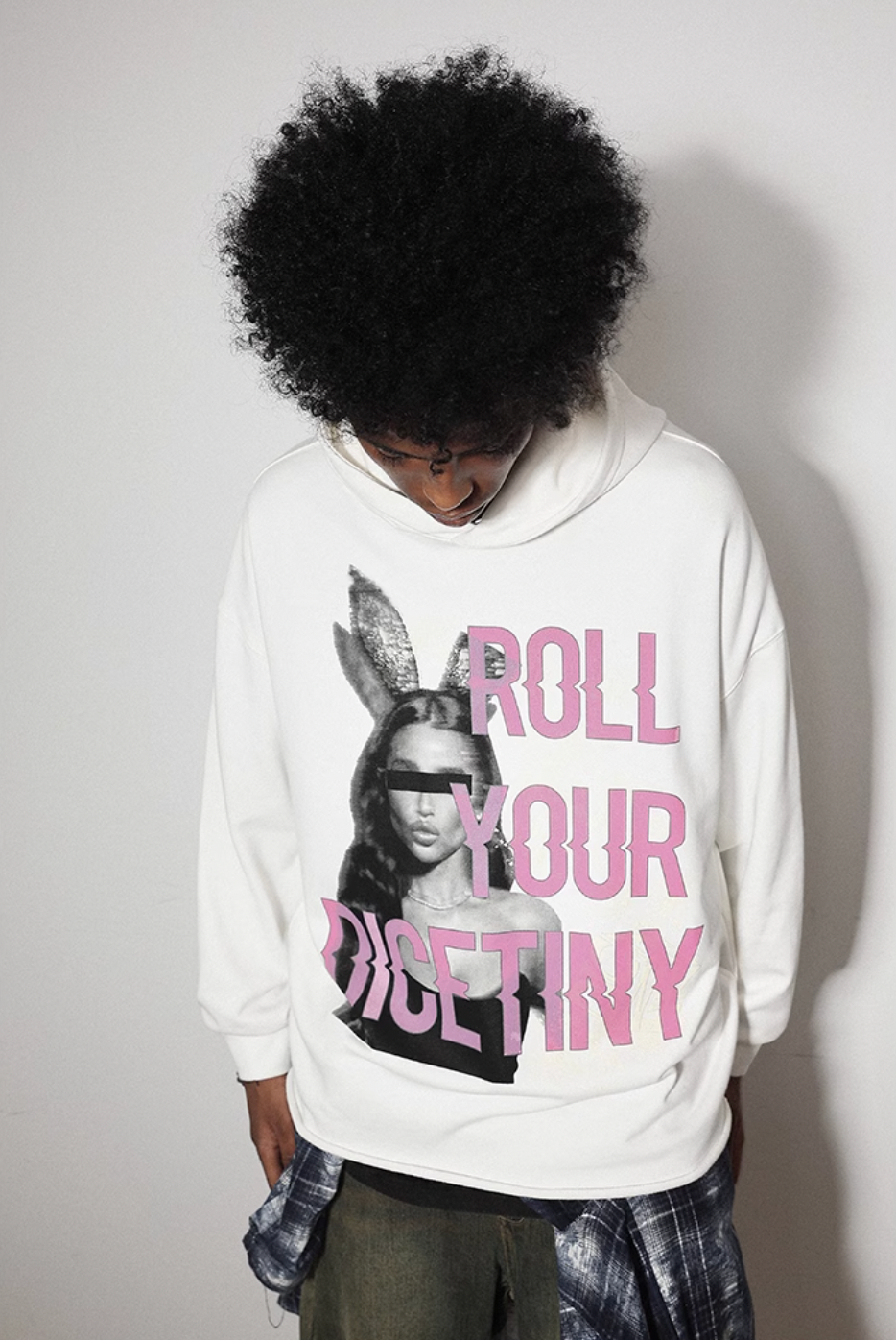 DICETINY Bunny Girl Print Hoodie