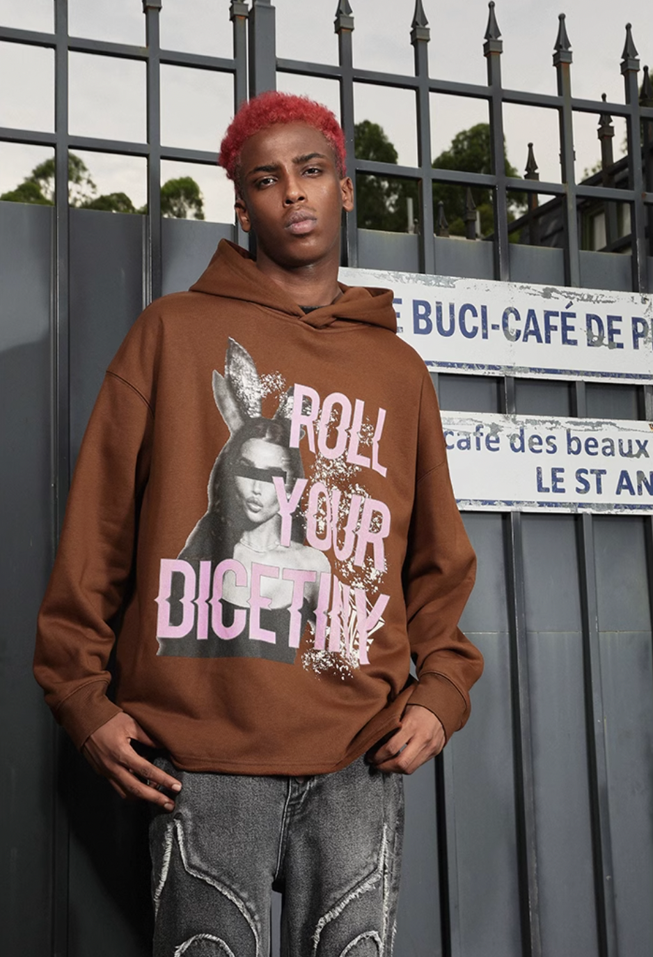 DICETINY Bunny Girl Print Hoodie