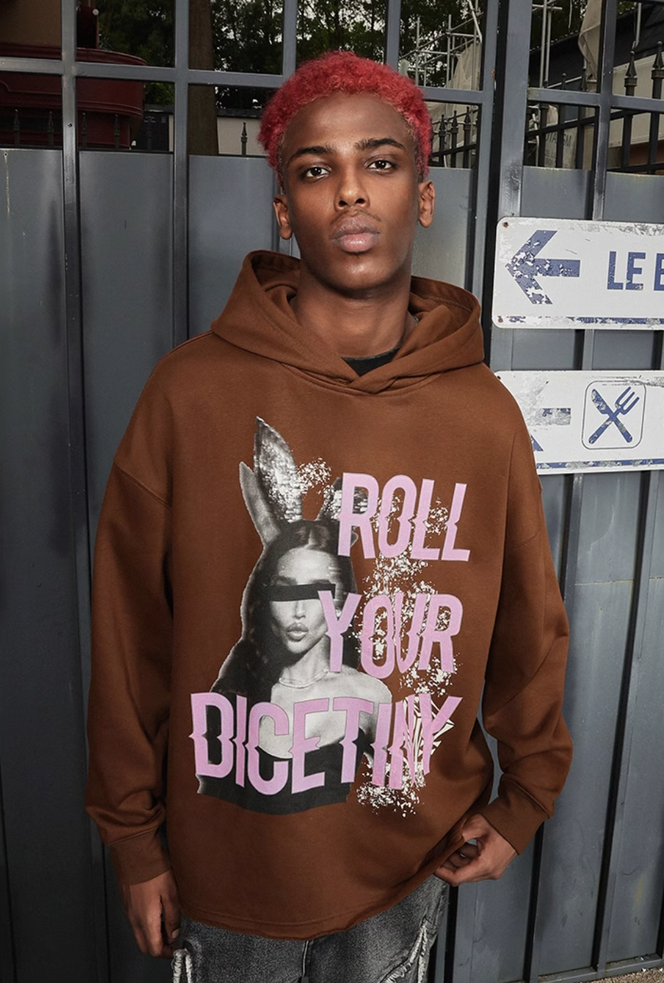 DICETINY Bunny Girl Print Hoodie