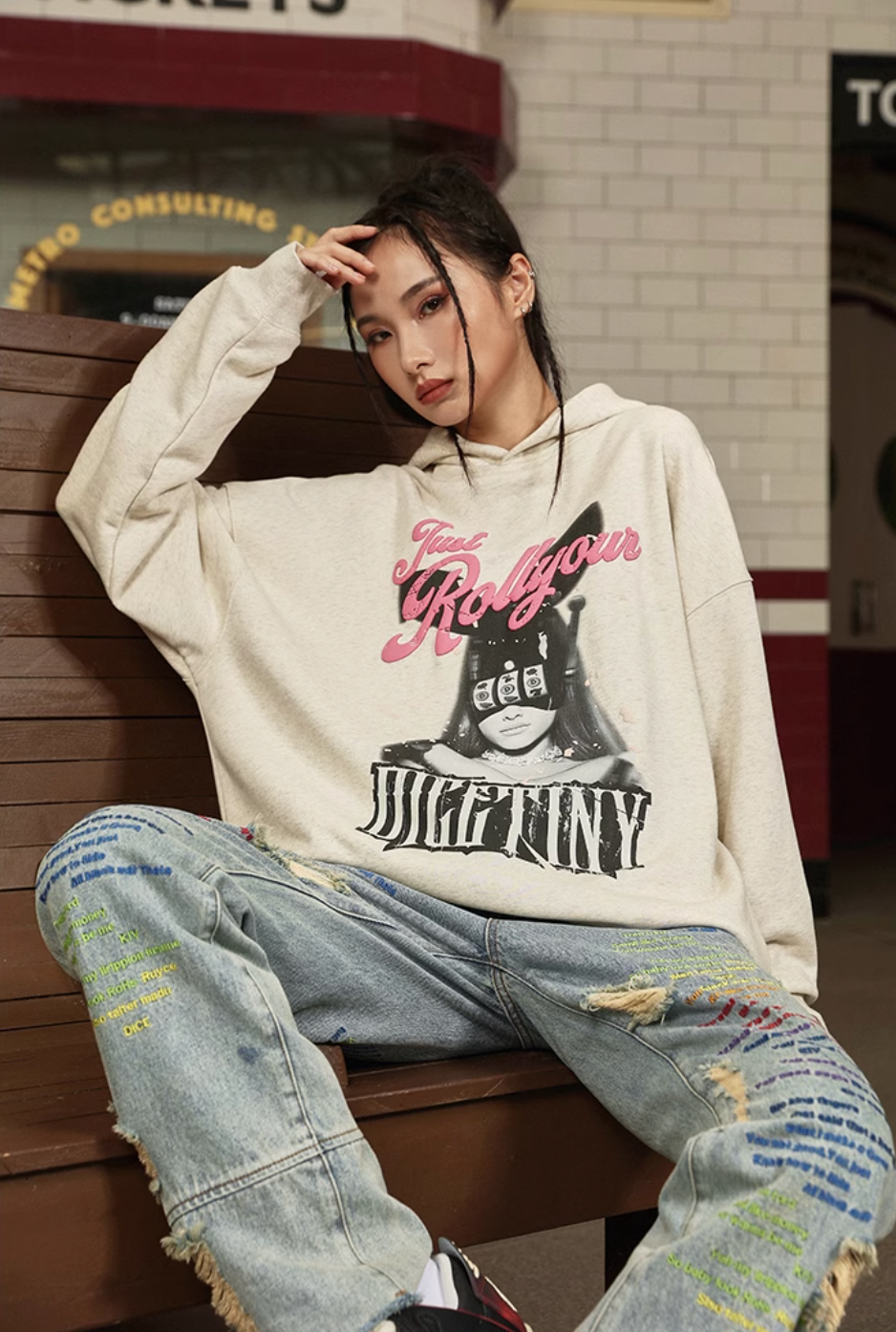 DICETINY Bunny Girl Slot Print Hoodie