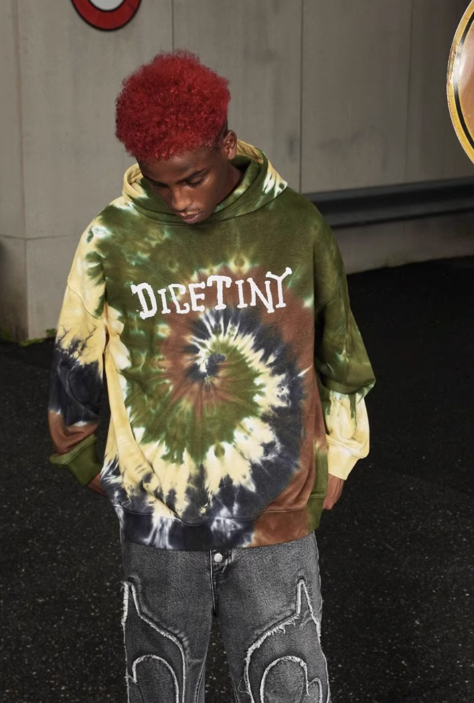 DICETINY Tie Dye Swirl Bone Print Hoodie