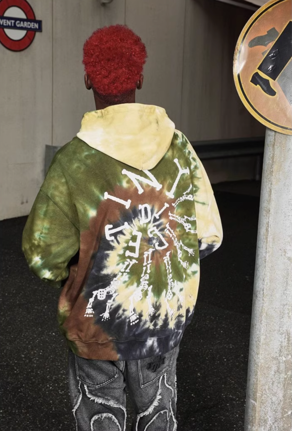 DICETINY Tie Dye Swirl Bone Print Hoodie