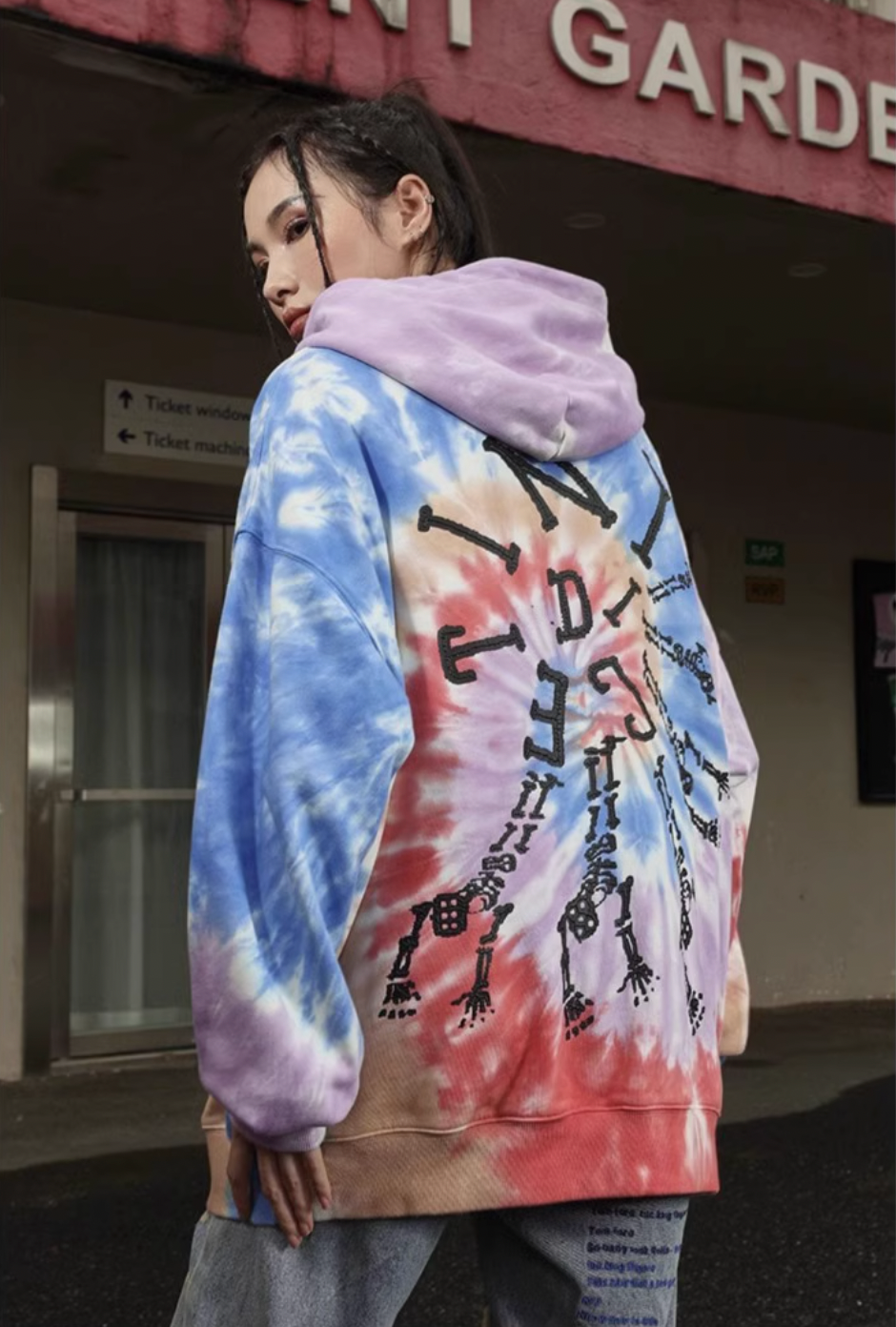 DICETINY Tie Dye Swirl Bone Print Hoodie