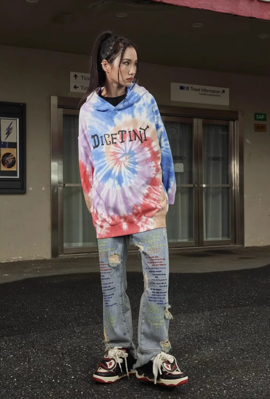 DICETINY Tie Dye Swirl Bone Print Hoodie