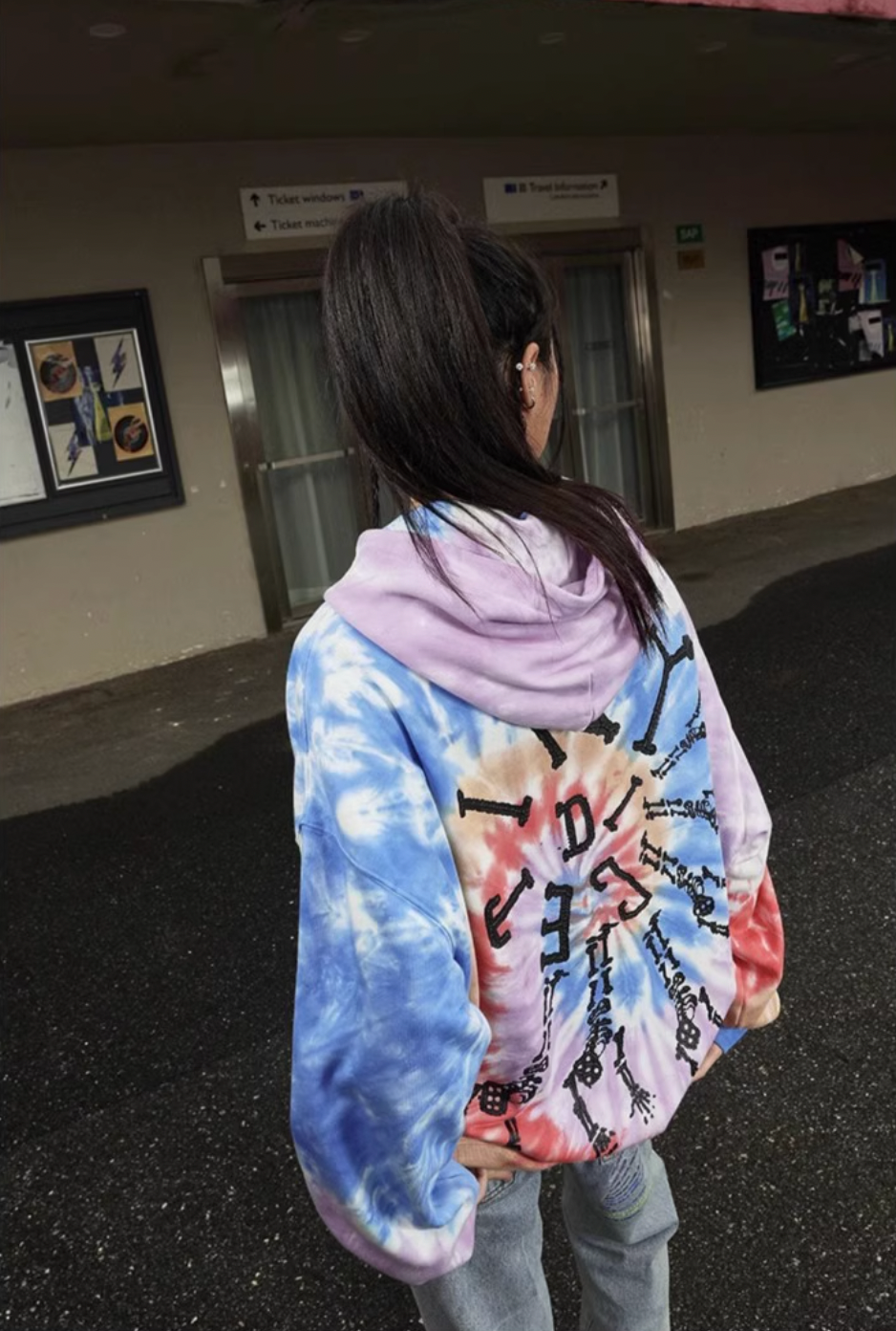 DICETINY Tie Dye Swirl Bone Print Hoodie