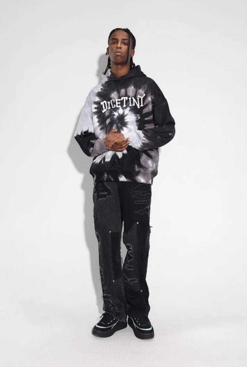 DICETINY Tie Dye Swirl Bone Print Hoodie