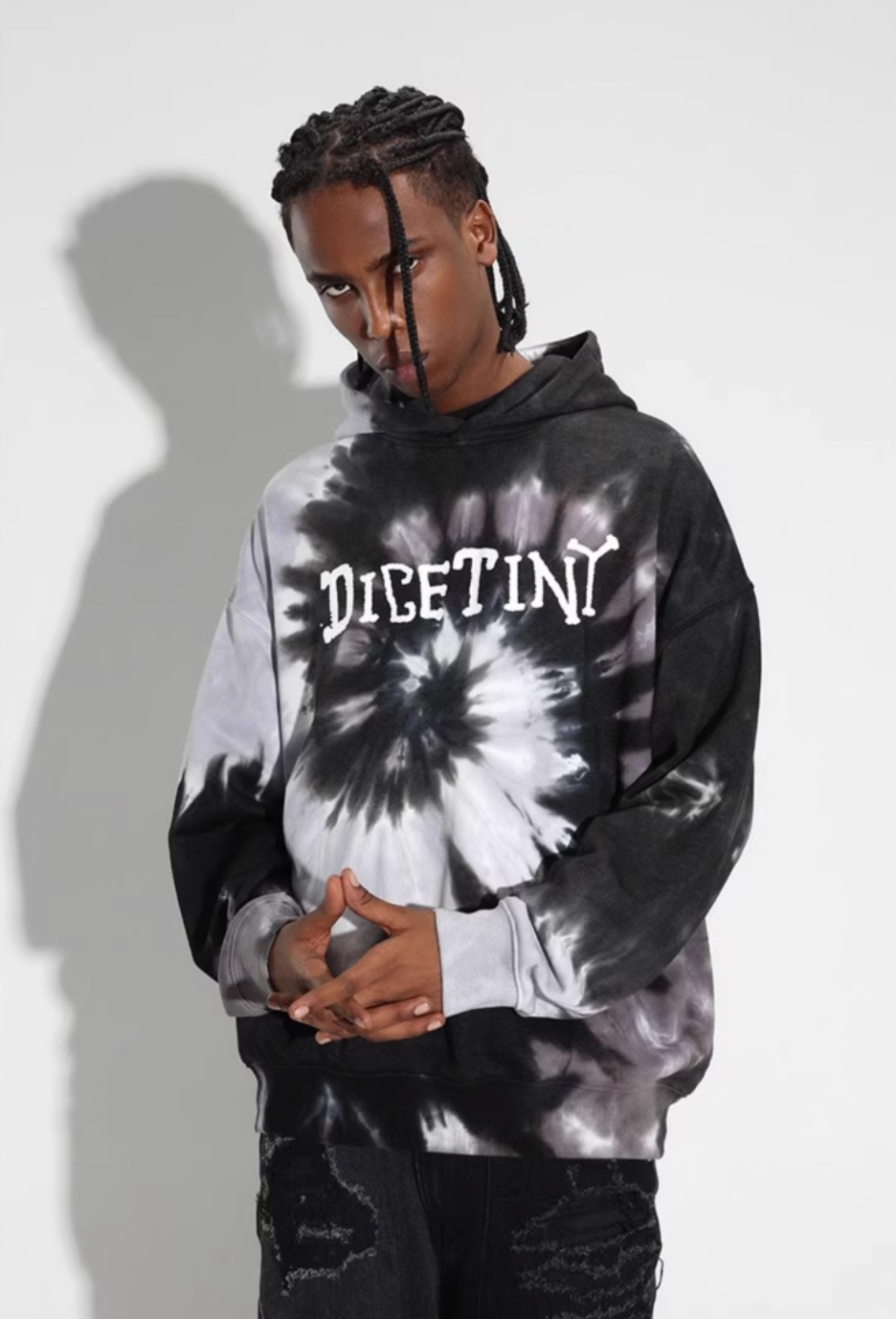 DICETINY Tie Dye Swirl Bone Print Hoodie