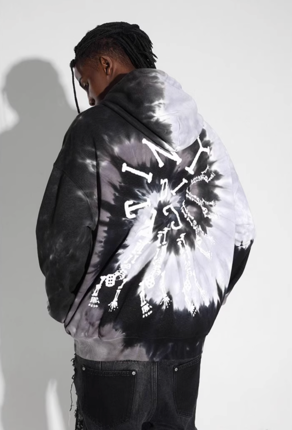 DICETINY Tie Dye Swirl Bone Print Hoodie