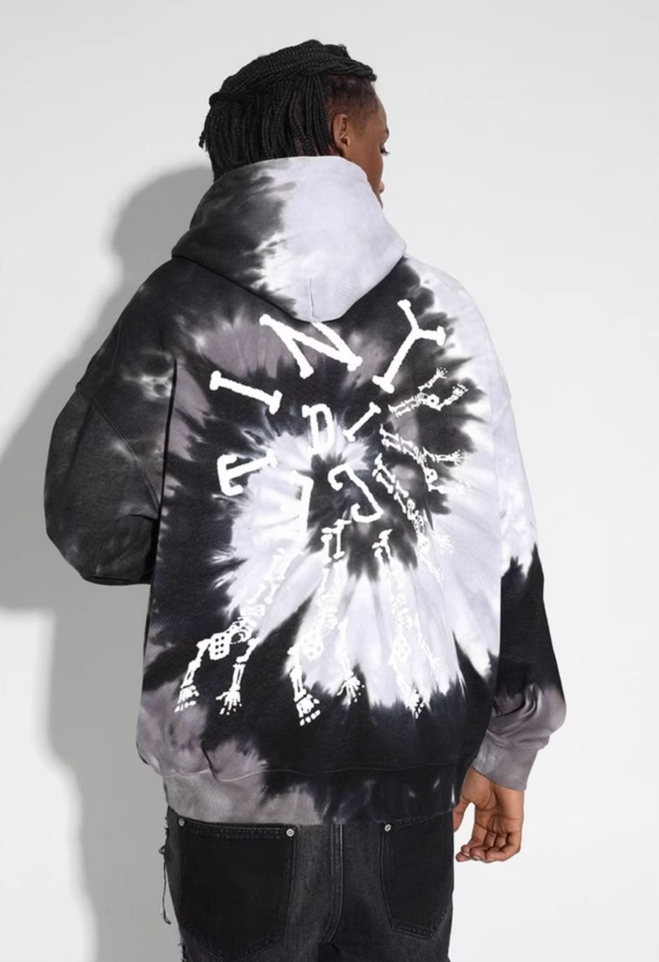 DICETINY Tie Dye Swirl Bone Print Hoodie
