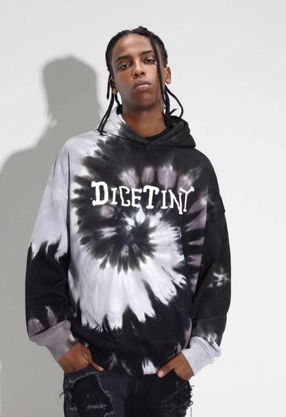 DICETINY Tie Dye Swirl Bone Print Hoodie
