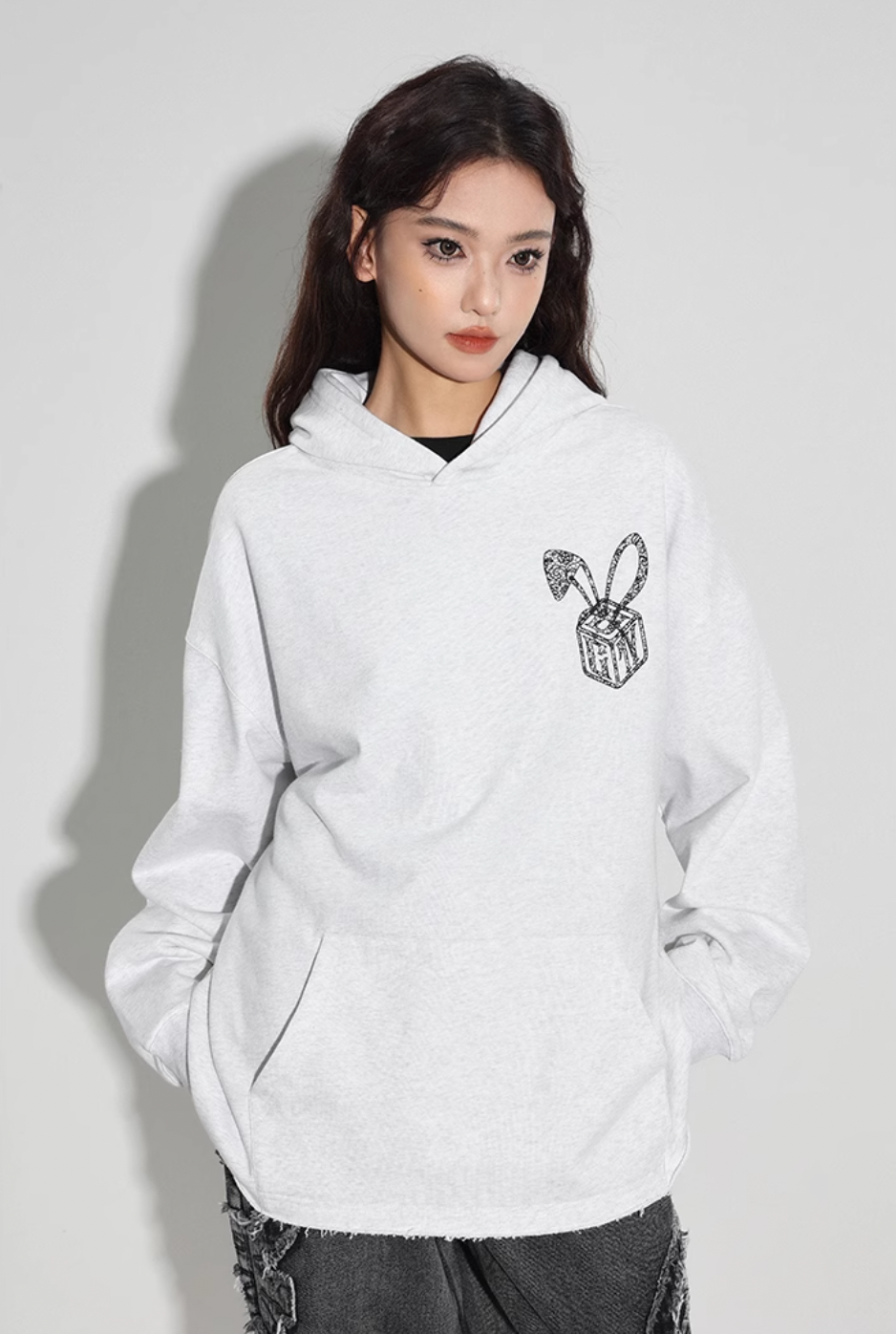 DICETINY Bunny Girl Lace Logo Hoodie