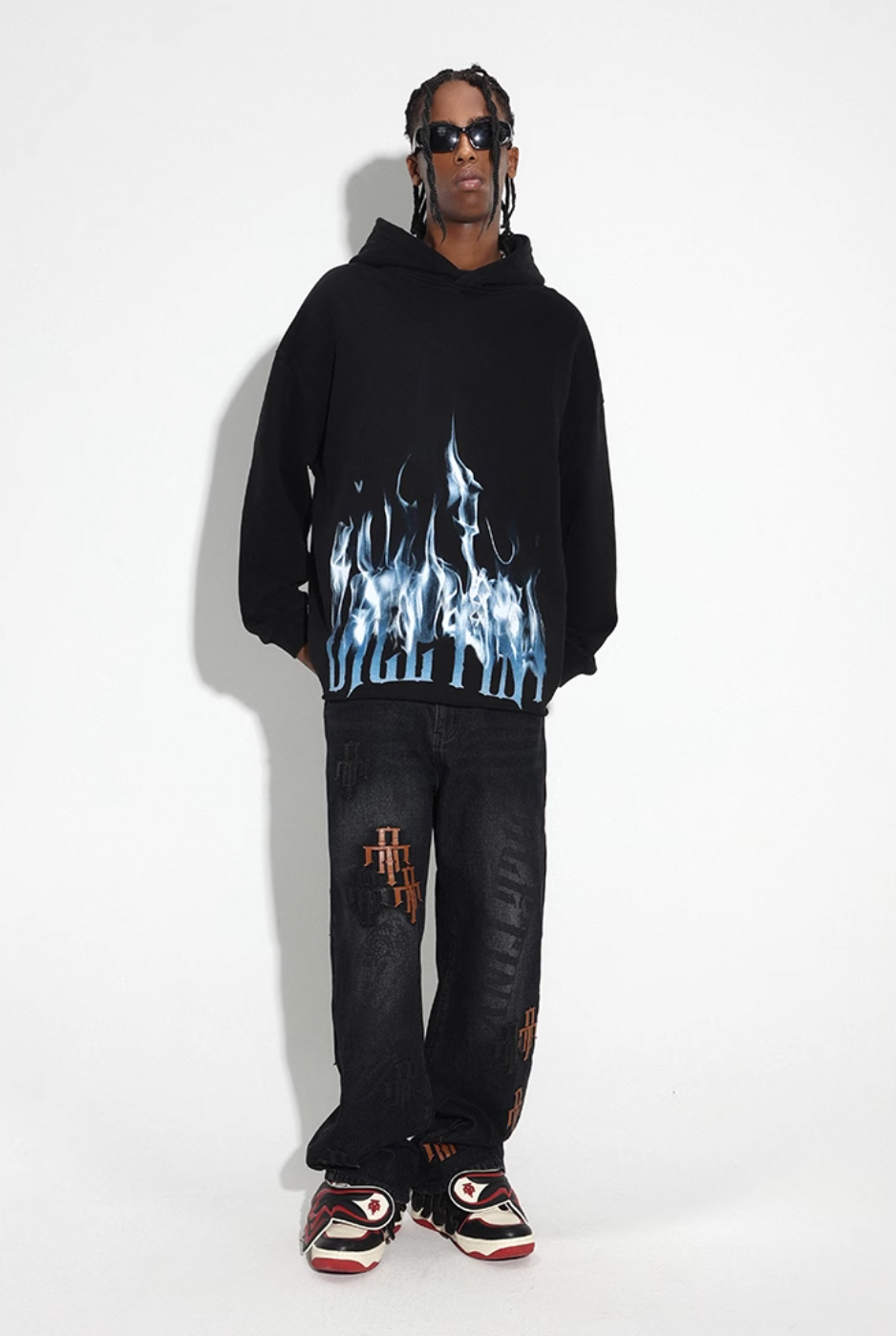 DICETINY Logo Flame Printed Hoodie