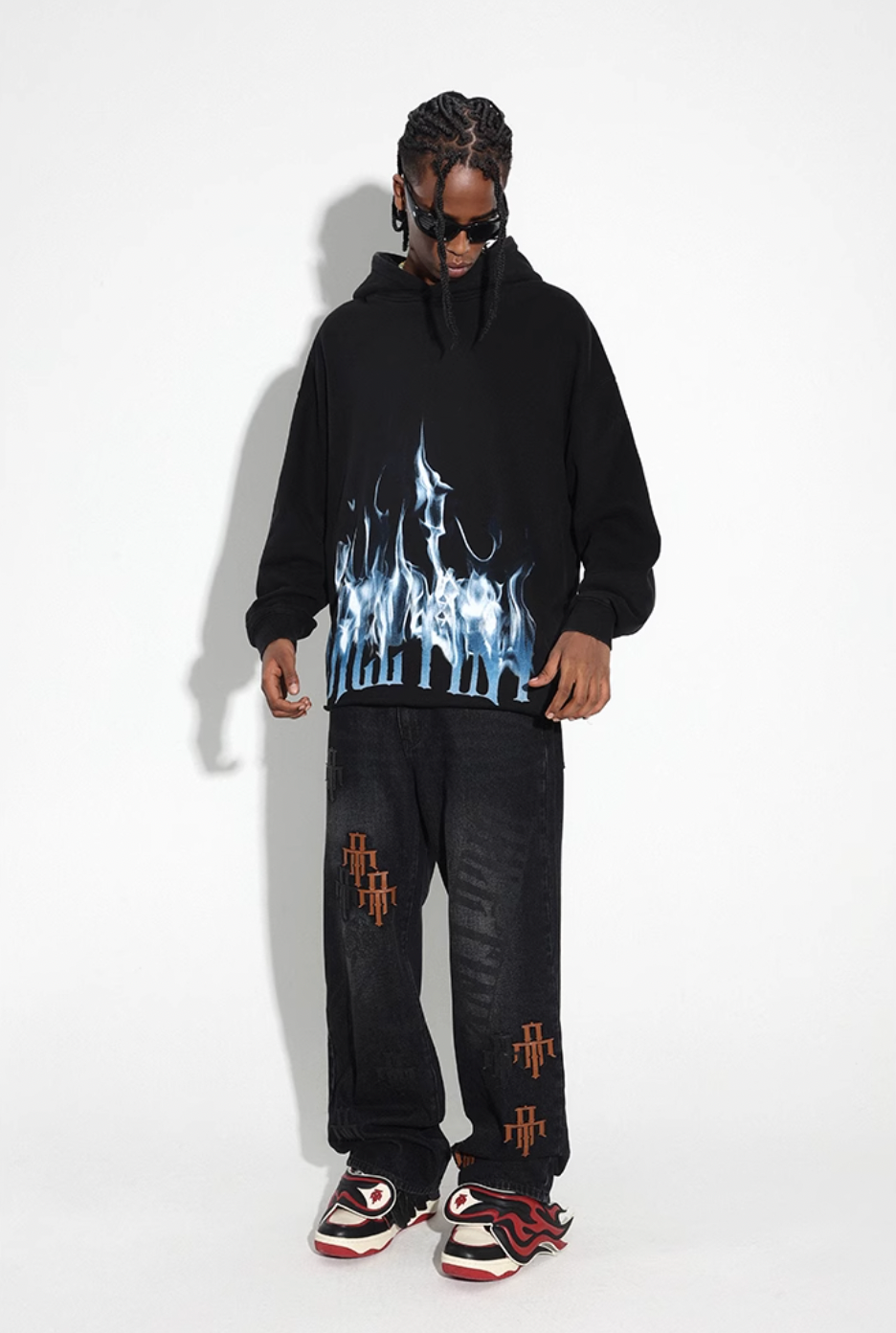 DICETINY Logo Flame Printed Hoodie