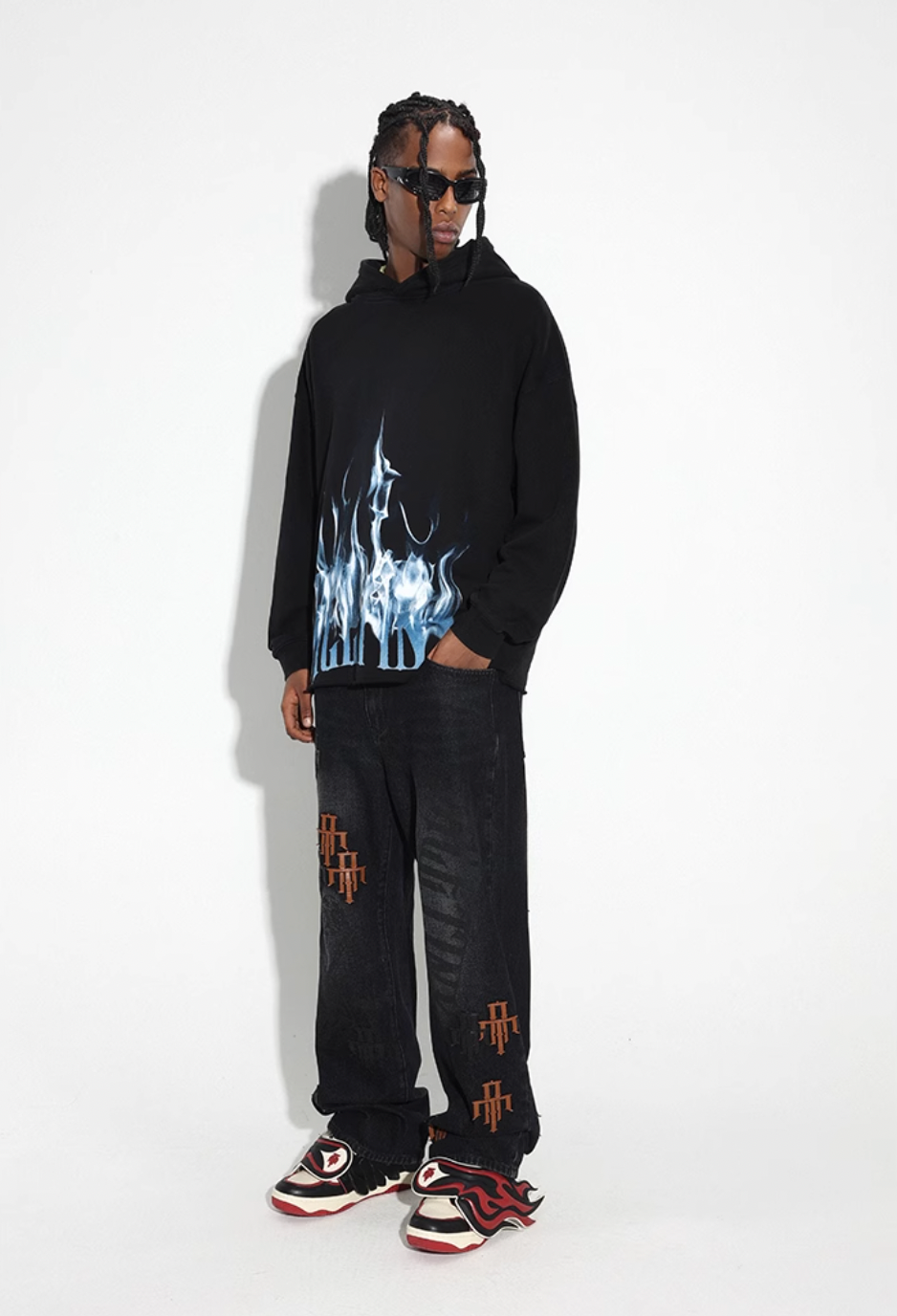 DICETINY Logo Flame Printed Hoodie
