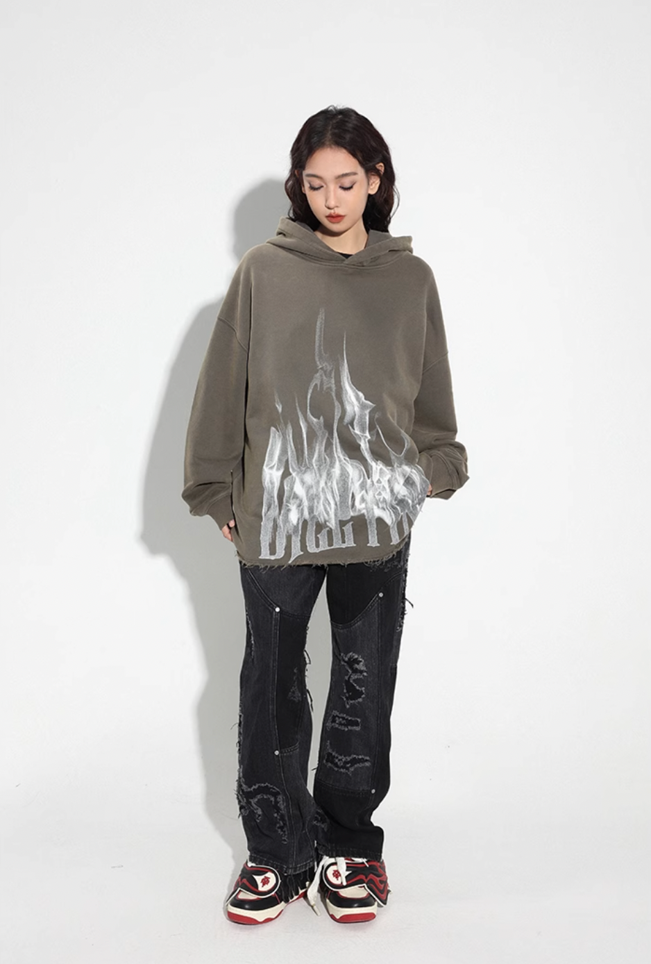 DICETINY Logo Flame Printed Hoodie