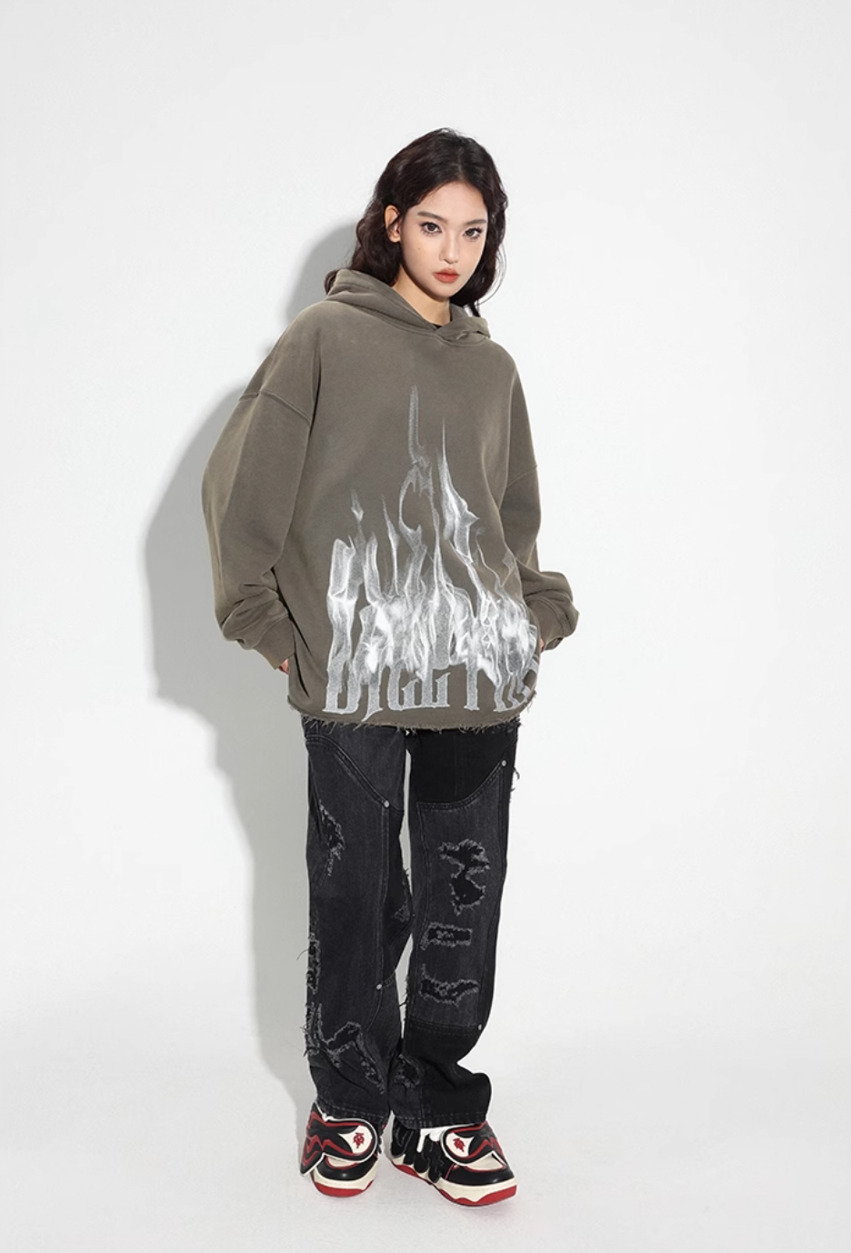 DICETINY Logo Flame Printed Hoodie