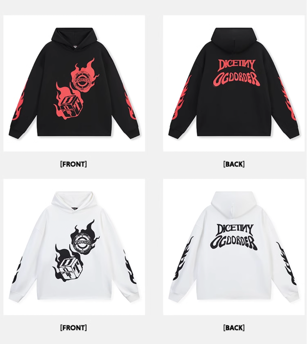 DICETINY x OLD ORDER Flame Dice Foam Printing Hoodie