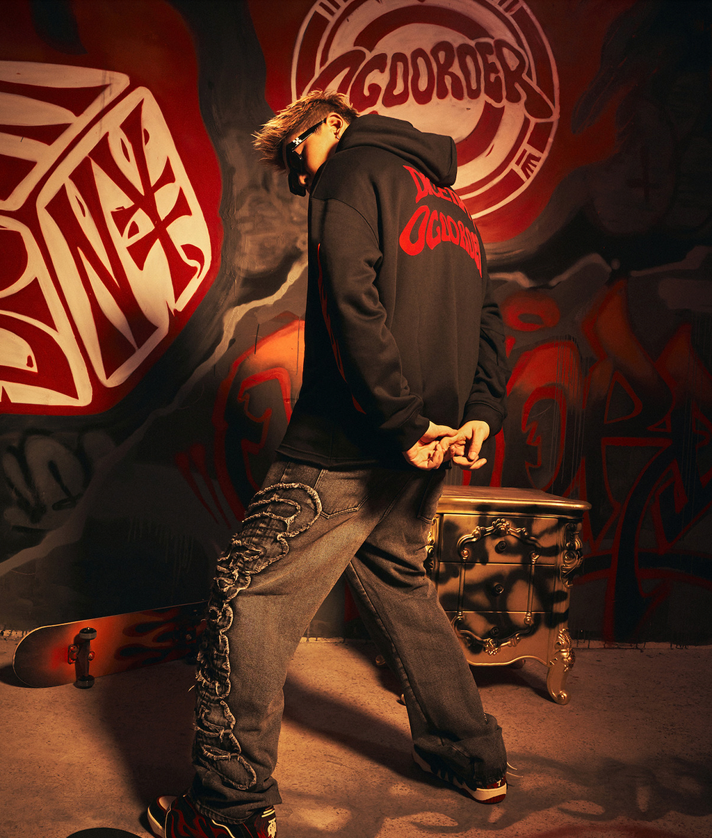 DICETINY x OLD ORDER Flame Dice Foam Printing Hoodie