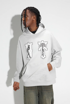 DICETINY Lace Bunny Girl Faux Embroidery Prints Hoodie