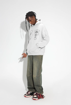 DICETINY Lace Bunny Girl Faux Embroidery Prints Hoodie