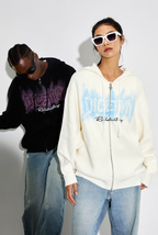 DICETINY Thorn Logo Print Zip Up Knit Hoodie