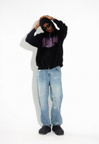 DICETINY Thorn Logo Print Zip Up Knit Hoodie