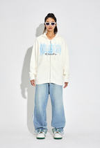 DICETINY Thorn Logo Print Zip Up Knit Hoodie