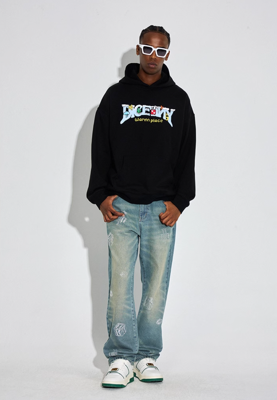 DICETINY Comics Logo 3D Embroidery Hoodie