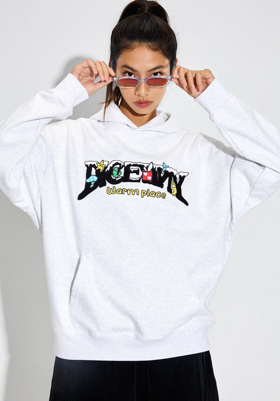DICETINY Comics Logo 3D Embroidery Hoodie