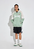 DICETINY Rose Embroidery Logo Printed Zip Up Hoodie