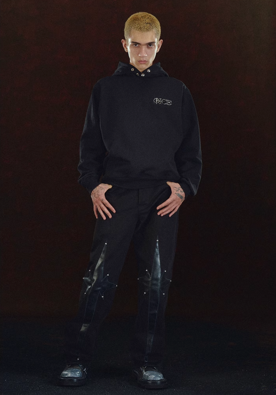 DICETINY Metal Logo & Button Hoodie
