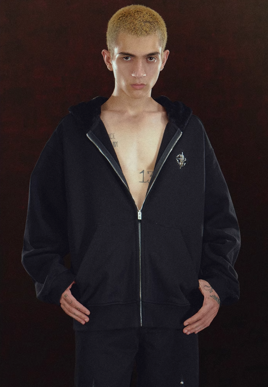 DICETINY Metal Logo Zip Up Hoodie