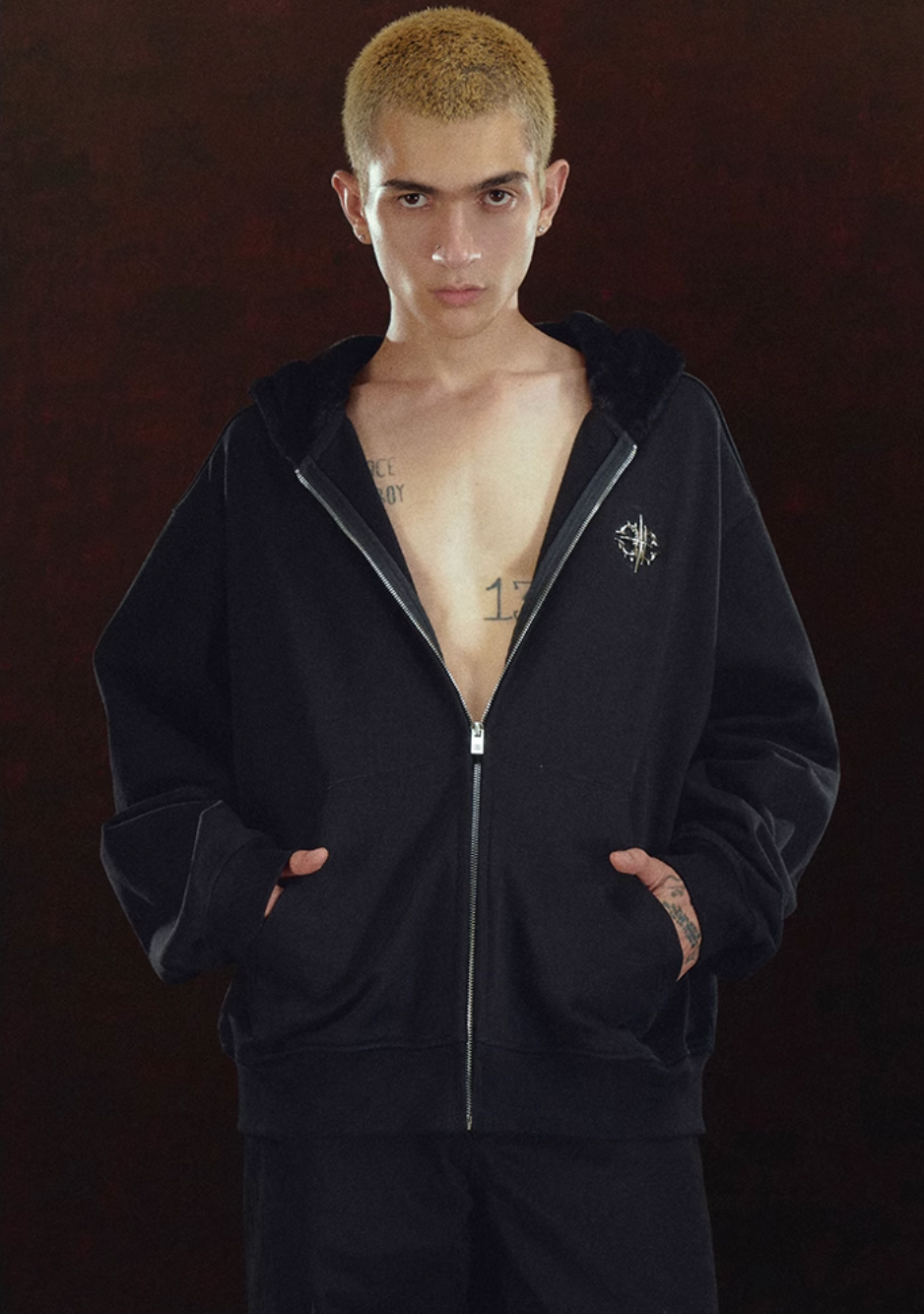 DICETINY Metal Logo Zip Up Hoodie