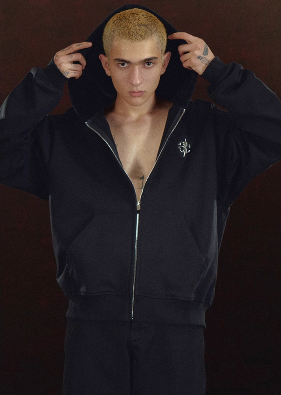 DICETINY Metal Logo Zip Up Hoodie