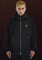 DICETINY Metal Logo & Studs Sword Printed Zip Up Hoodie