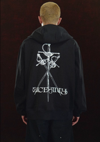 DICETINY Metal Logo & Studs Sword Printed Zip Up Hoodie