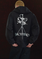 DICETINY Metal Logo & Studs Sword Printed Zip Up Hoodie