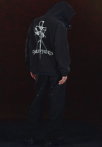 DICETINY Metal Logo & Studs Sword Printed Zip Up Hoodie