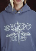 DICETINY Metal Studs Button Sword Printed Hoodie