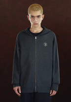 DICETINY Metal Logo Zip Up Knit Hoodie