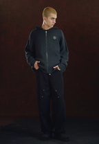 DICETINY Metal Logo Zip Up Knit Hoodie