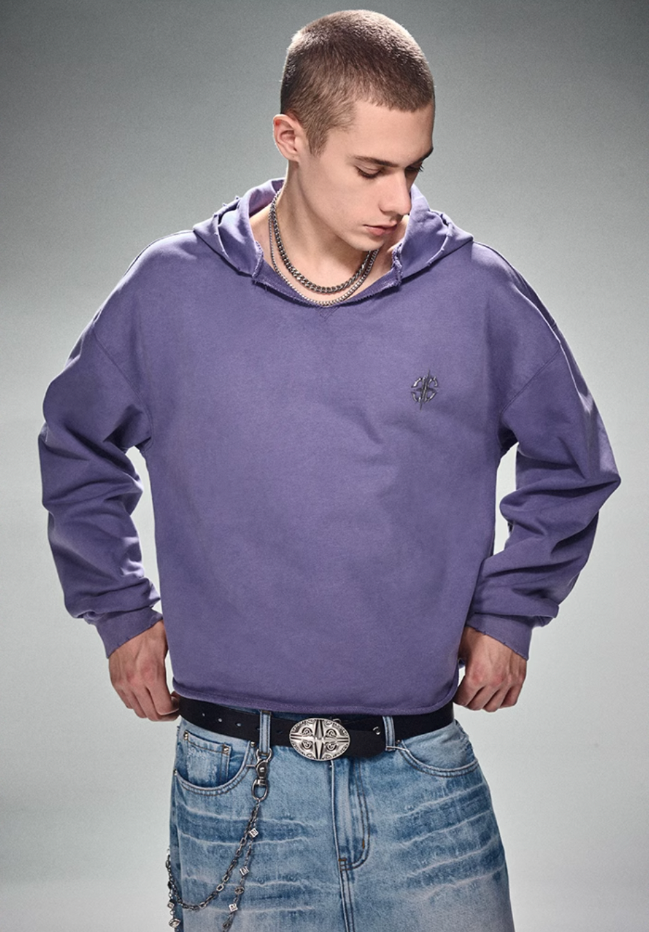 DICETINY Metal Wire Logo Cut Off Hoodie